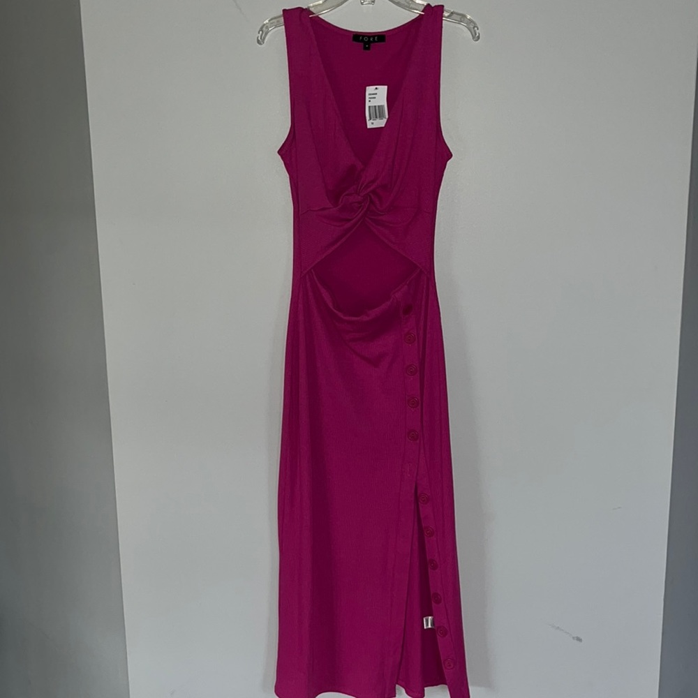 Fore fuschia cut out midi dress with slit